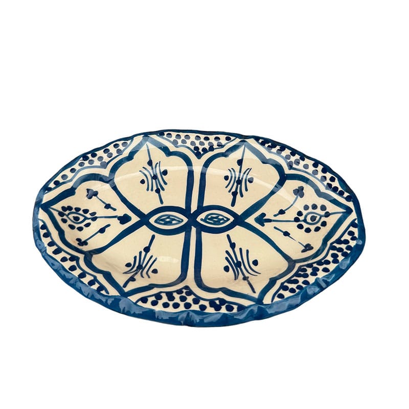 Se Marokkanske keramik tallerkner - oval takket - Blå hos Tibladin.dk