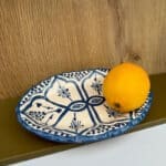 marokkansk keramik tallerken_oval med takket kant_mørkeblå