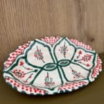 marokkansk keramik tallerken_oval med takket kant_rød:grøn