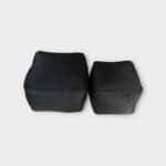 square black leather pouf