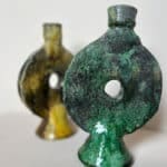 Marockansk Tamegroute keramisk ljushållare_grön&gul