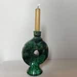 Moroccan Tamegroute ceramic candle holder_green