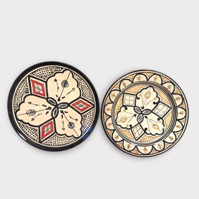 Tallerken 26 cm_sort med farvet mønster