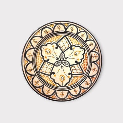 Tallerken 26 cm_sort med farvet mønster