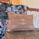 Motif 4 in earthy tones. Cactus silk pillowcase handmade in Morocco. Measures 40x60 cm.