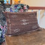 Motif 5 in earthy tones. Cactus silk pillowcase handmade in Morocco. Measures 40x60 cm.