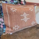 Motif 7 in earthy tones. Cactus silk pillowcase handmade in Morocco. Measures 40x60 cm.