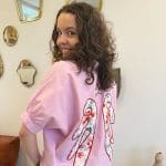 Angel blush shirt in roze met witte strepen en opgestikte engelenvleugels op de rug
