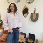 Shirt_ANGEL BERRY_M shirt with old pink and white stripes with long sleeves and sewn angel wings on the back