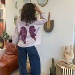 Shirt_ANGEL BERRY_M shirt with old pink and white stripes with long sleeves and sewn angel wings on the back