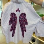 Shirt_ANGEL BERRY_M shirt with old pink and white stripes with long sleeves and sewn angel wings on the back