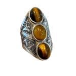Tigerøye_maroc stor sølvring med tre store tigerøyesteiner.