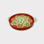 plateau en bois peint_TERRA aux couleurs terre cuite poussiéreuse et verte