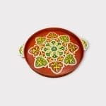 plateau en bois peint_TERRA aux couleurs terre cuite poussiéreuse et verte