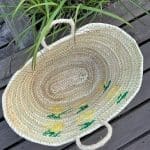 LEMON LOVE_panier - panier en osier avec 6 citrons jaunes brodés avec des feuilles vertes