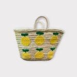 LEMON LOVE_panier - panier en osier avec 6 citrons jaunes brodés avec des feuilles vertes