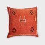 mørk orange kaktussilkebetræk med mørke geometriske mønstre - terracotta motiv 3