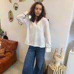 Fleur de brise shirt wit met geborduurd patroon