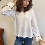 Fleur de brise shirt wit met geborduurd patroon