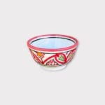 Marokkaanse kom, rond, 10 cm, rode zijkant Marokkaanse keramische kom, rond, 10 cm, rood