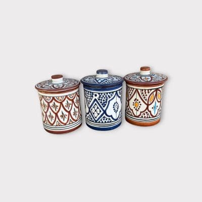 Pots marocains à couvercle plat, plusieurs couleurs