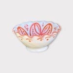 Marokkaanse keramische kom 12 cm golvend oranje zijkant