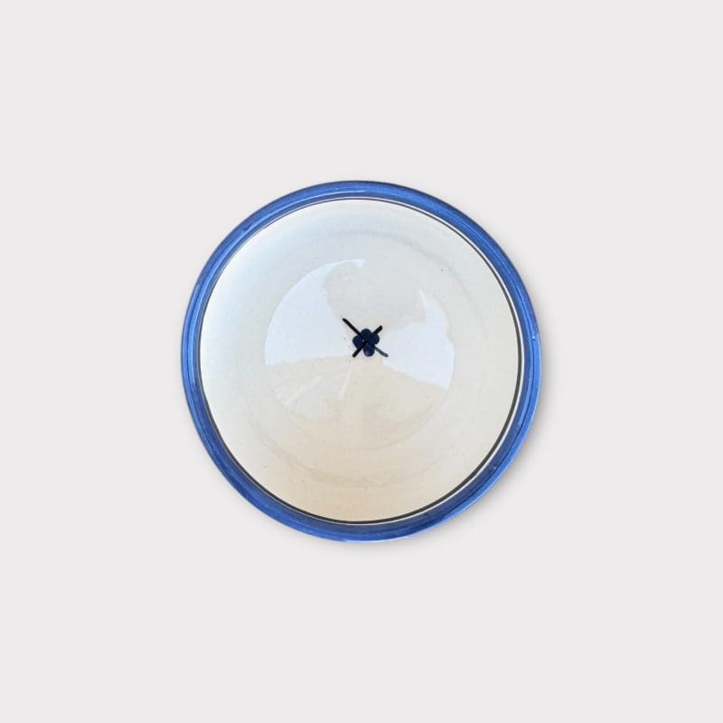 Marokkaanse keramiek kom rond 10 cm blauw 1 zijde