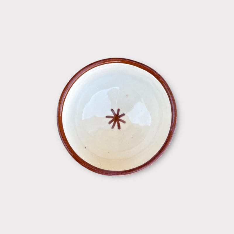 Marokkaanse keramiek kom rond 10 cm bruin 2 zijden