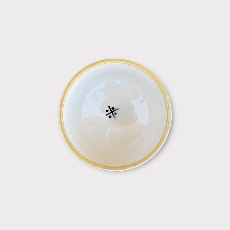 Marokkaanse keramische kom rond 10 cm gele zijkant