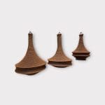 Crochet lamp rust colored in three sizes. Crocheted in nylon yarn