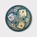 25 cm Schale, petrolfarbenes Blumenmotiv