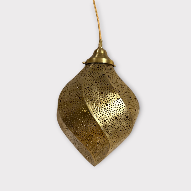 Marokkansk pendellampe twist dråbe - Messing - 42 cm