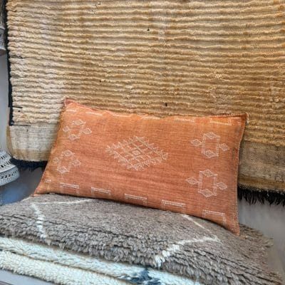 Coussin en soie cactus terre cuite 50x90