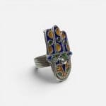 Enamel Fatima ring 2 in beautiful colors. Silver ring handmade in Morocco.