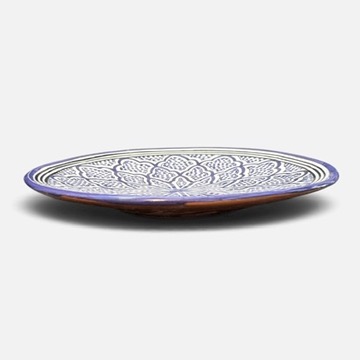 Lilla keramik tallerken håndlavet i marokko, måler 26 cm.
