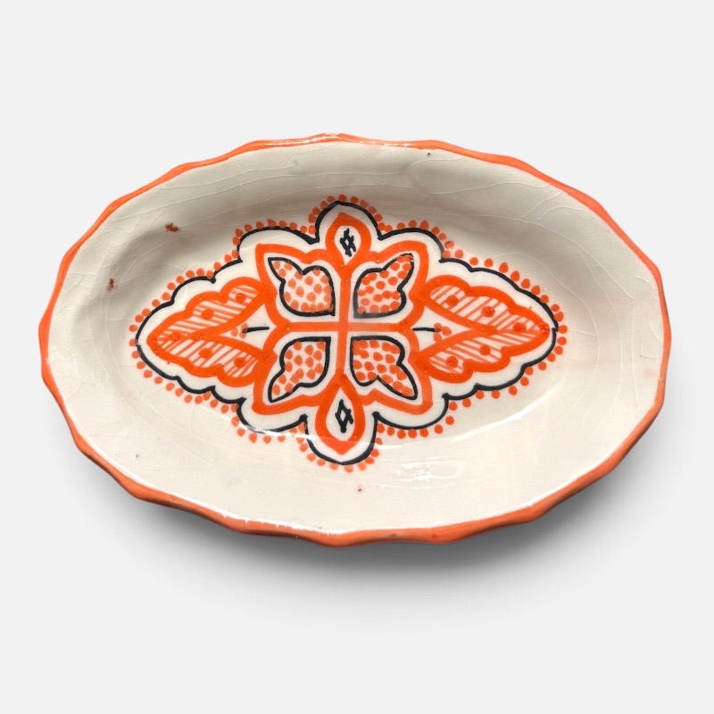 takket fad, rød/orange, 20 cm.