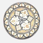 Black ceramic plate with yellow pattern handmade in Morocco. Measures 26 cm.