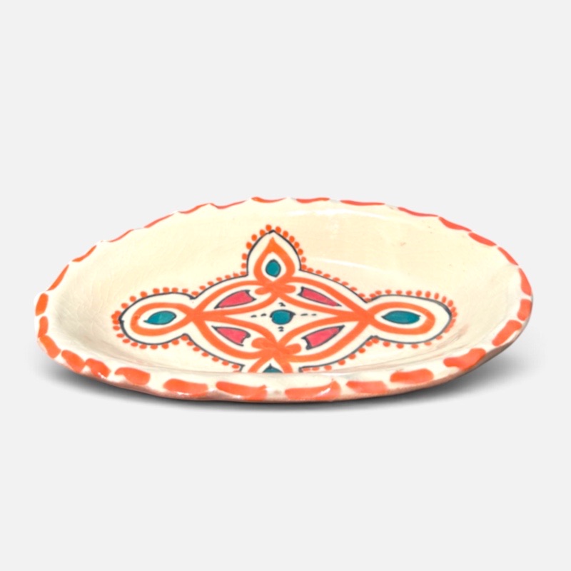 takket fad, rød/orange, 20 cm.