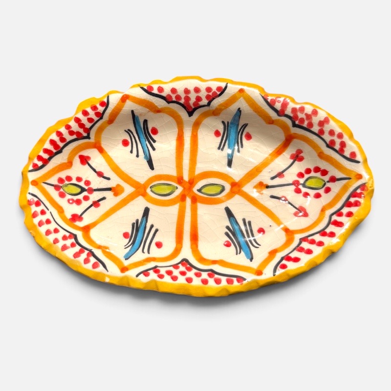 takket fad, rød/orange, 20 cm.