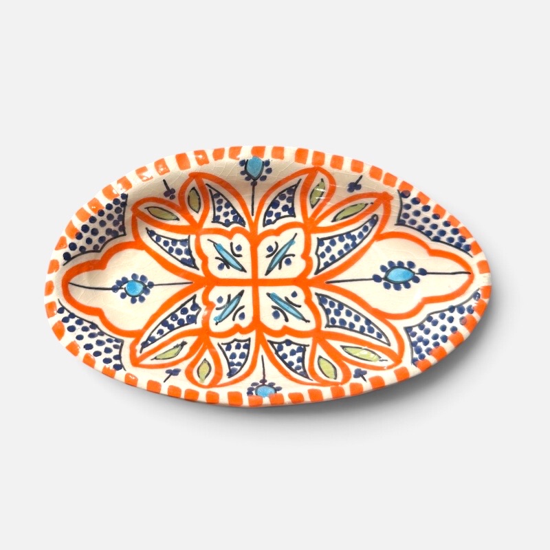 takket fad, rød/orange, 20 cm.