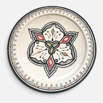 Zwart Marokkaans keramisch bord, 35 cm. Handgemaakt in Marokko.