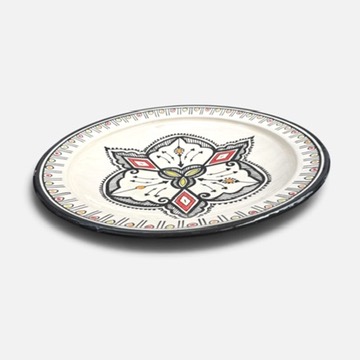 Zwart Marokkaans keramisch bord, 35 cm. Handgemaakt in Marokko.