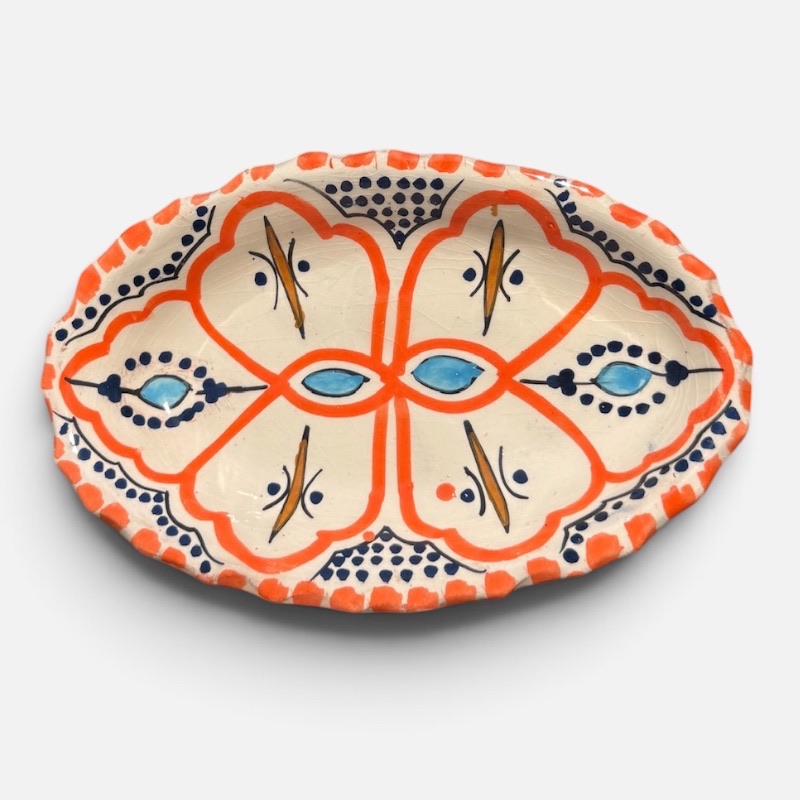 takket fad, rød/orange, 20 cm.