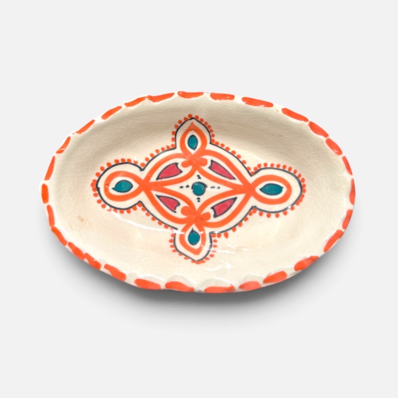 takket fad, rød/orange, 20 cm.