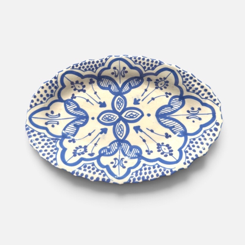 takket fad, blå, 20 cm.
