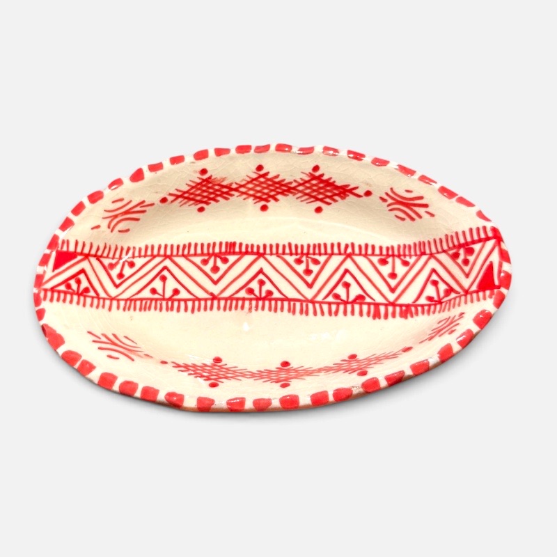 takket fad, rød/orange, 20 cm.