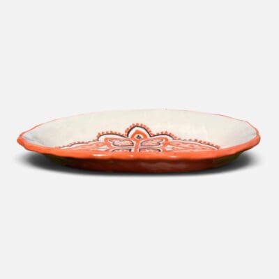 takket fad, rød/orange, 20 cm.