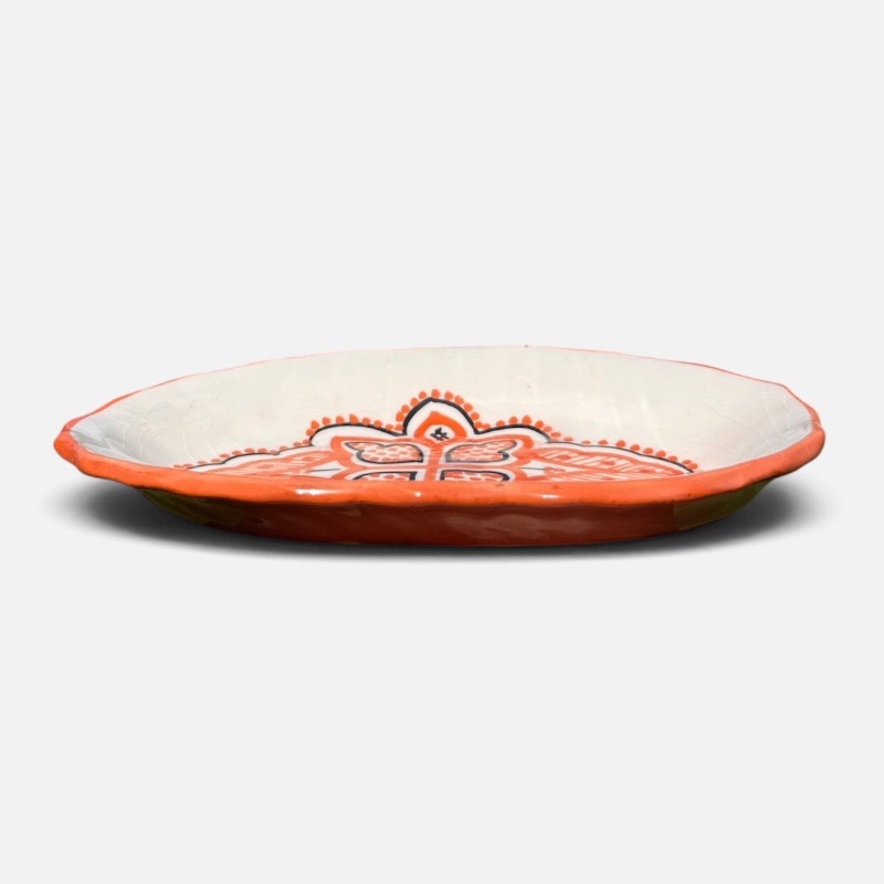 takket fad, rød/orange, 20 cm.
