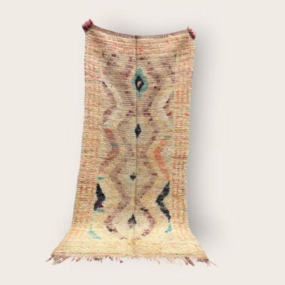 Amanar vintage boujaad tæppe i målet 104x207 i dusede farver