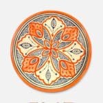 orange keramik tallerken håndlavet i marokko, måler 26 cm